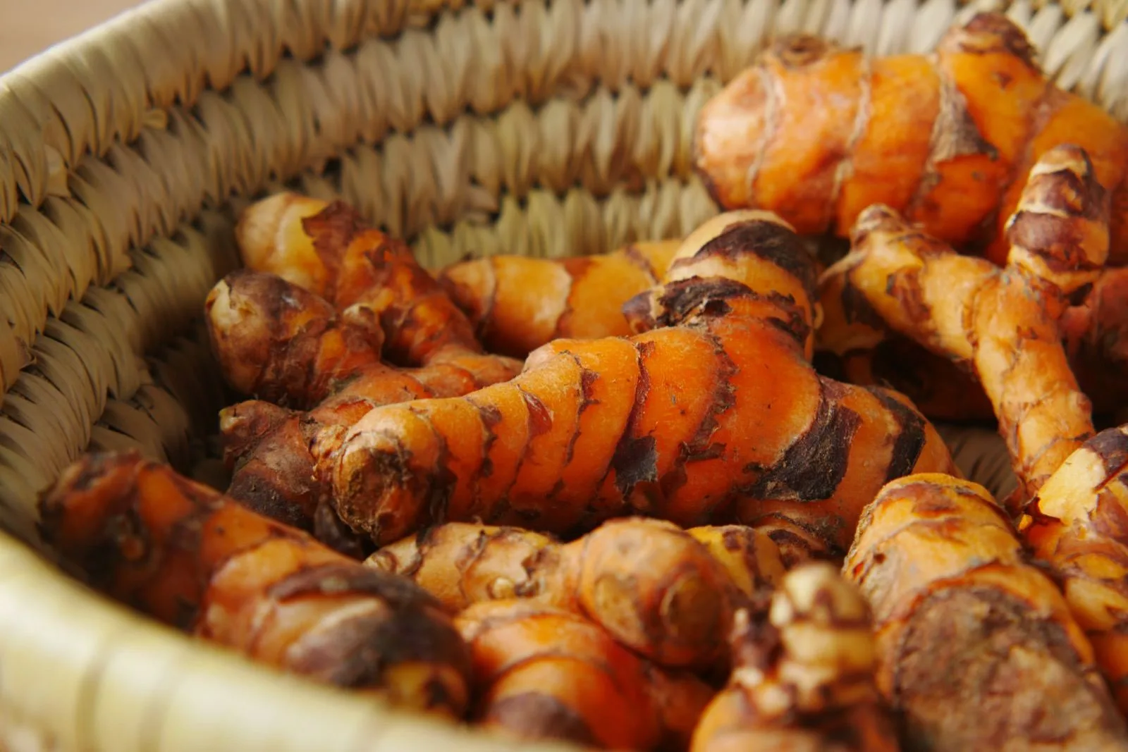 Turmeric is harvested by contracted farmers and delivered to the factory.